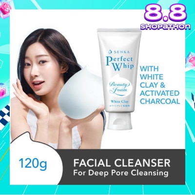 SENKA Perfect Whip White Clay Beauty Foam Facial Cleanser 120g