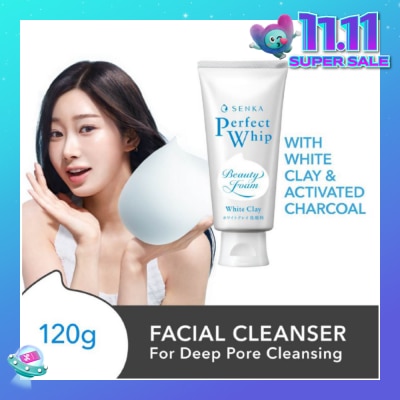 SENKA Perfect Whip White Clay Beauty Foam Facial Cleanser 120g