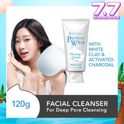 SENKA Perfect Whip White Clay Beauty Foam Facial Cleanser 120g