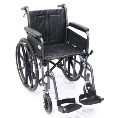 ASSURE 18" Steel Hammertone Wheelchair with Detachable Armrest & Footrest, Assisted Brake (AR-0118) 1'pc