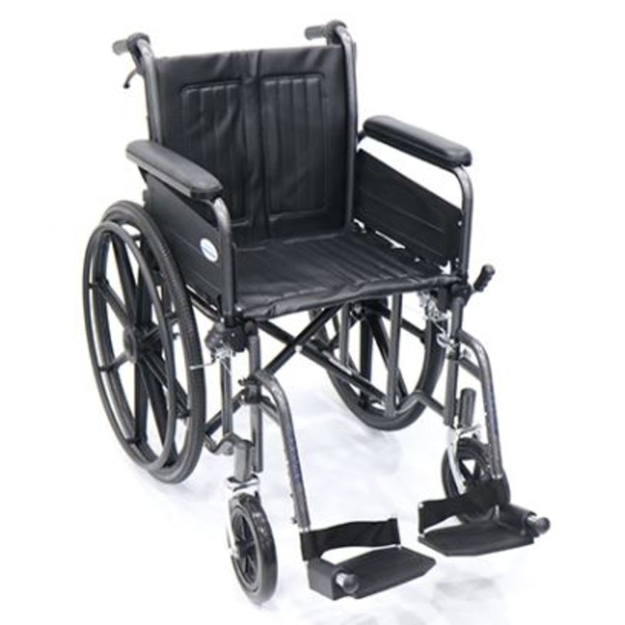 18" Steel Hammertone Wheelchair with Detachable Armrest & Footrest, Assisted Brake (AR-0118) 1'pc