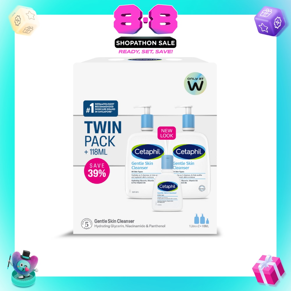 Gentle Skin for Face & Body Cleanser (All Skin Types) TwinPack (1L x 2s) + 118ml
