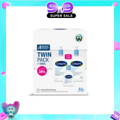 CETAPHIL - Gentle Skin for Face & Body Cleanser (All Skin Types) TwinPack (1L x 2s) + 118ml image