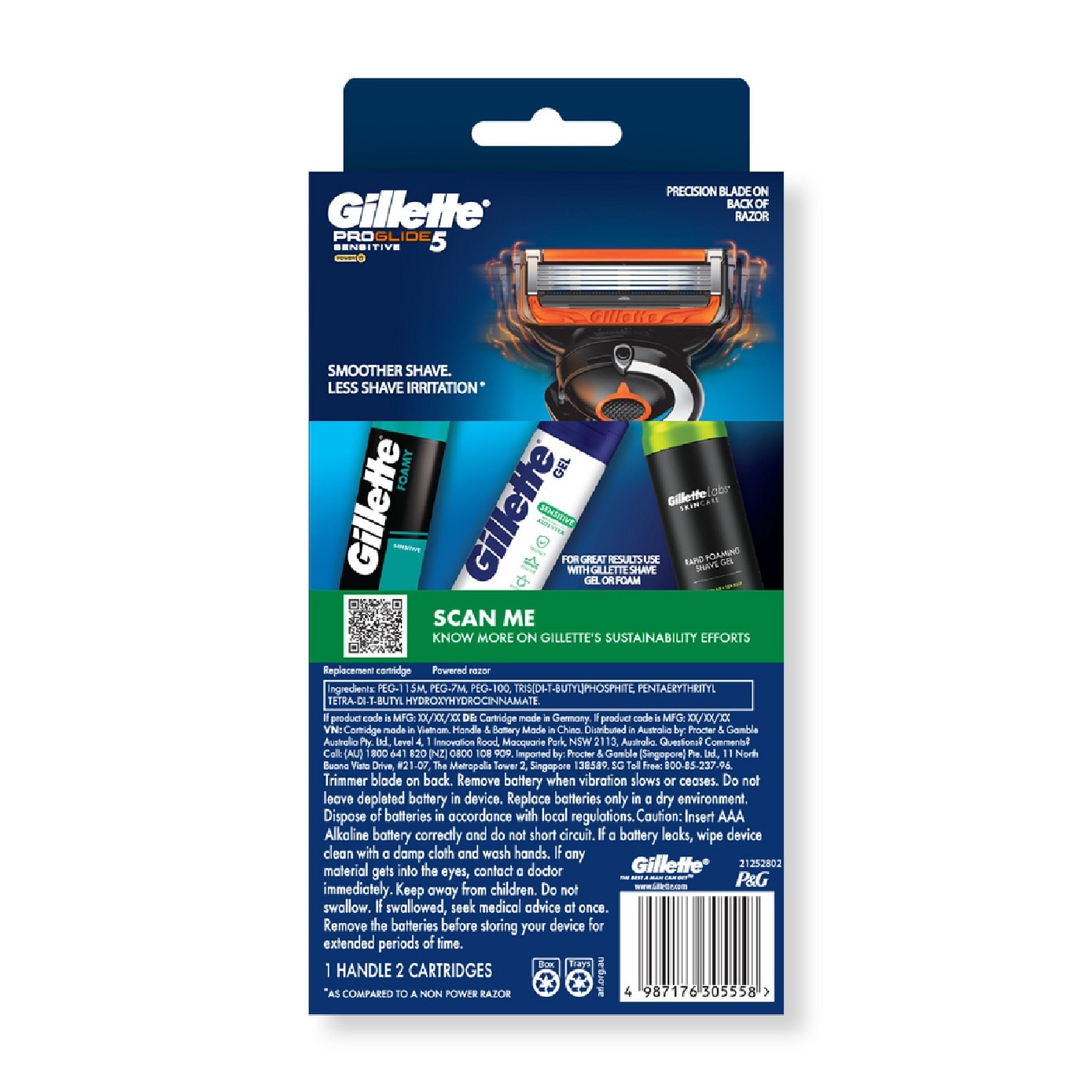 ProGlide 5 Sensitive Power FlexBall Razor for Men consists Handle 1s + Cartridges 2s