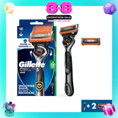 GILLETTE - ProGlide 5 Sensitive Power FlexBall Razor for Men consists Handle 1s + Cartridges 2s