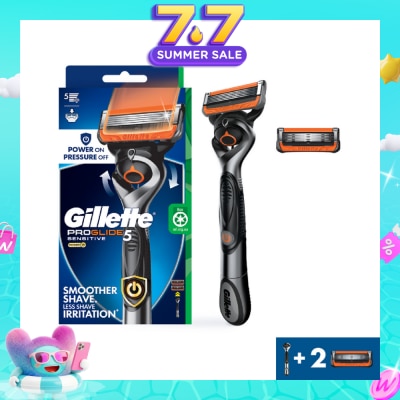 GILLETTE - ProGlide 5 Sensitive Power FlexBall Razor for Men consists Handle 1s + Cartridges 2s