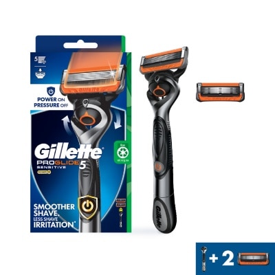 GILLETTE - ProGlide 5 Sensitive Power FlexBall Razor for Men consists Handle 1s + Cartridges 2s
