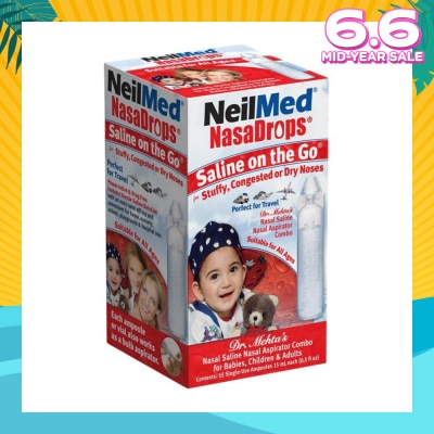 NEILMED Neilmed NasaDrops Saline On The Go (Soothes and Moisturizes Infants’ Dry or Congested Noses) 15ml