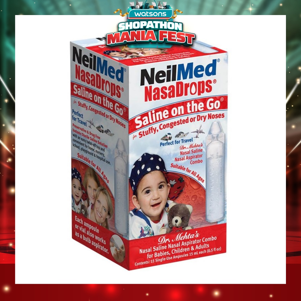 Neilmed NasaDrops Saline On The Go (Soothes and Moisturizes Infants’ Dry or Congested Noses) 15ml