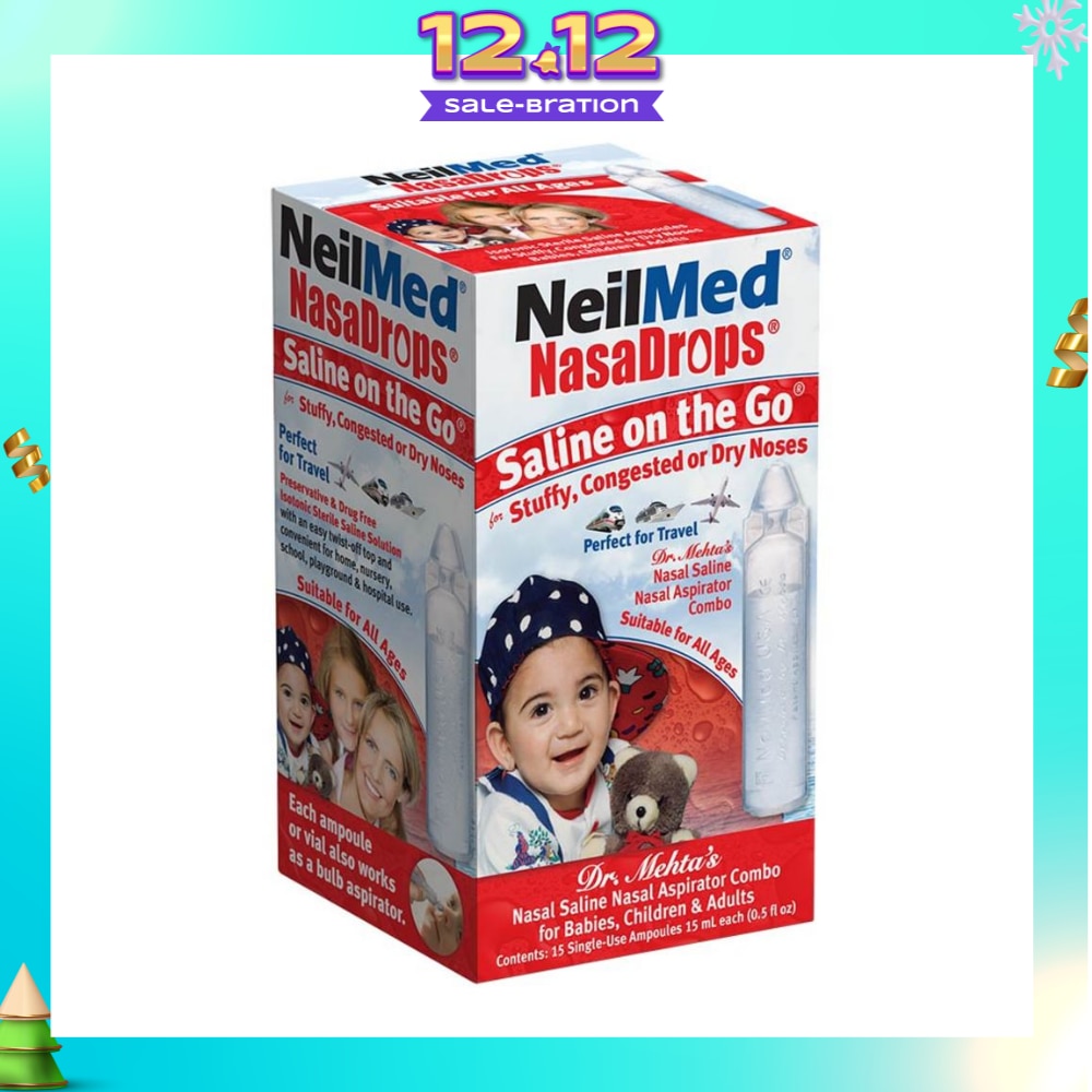 Neilmed NasaDrops Saline On The Go (Soothes and Moisturizes Infants’ Dry or Congested Noses) 15ml