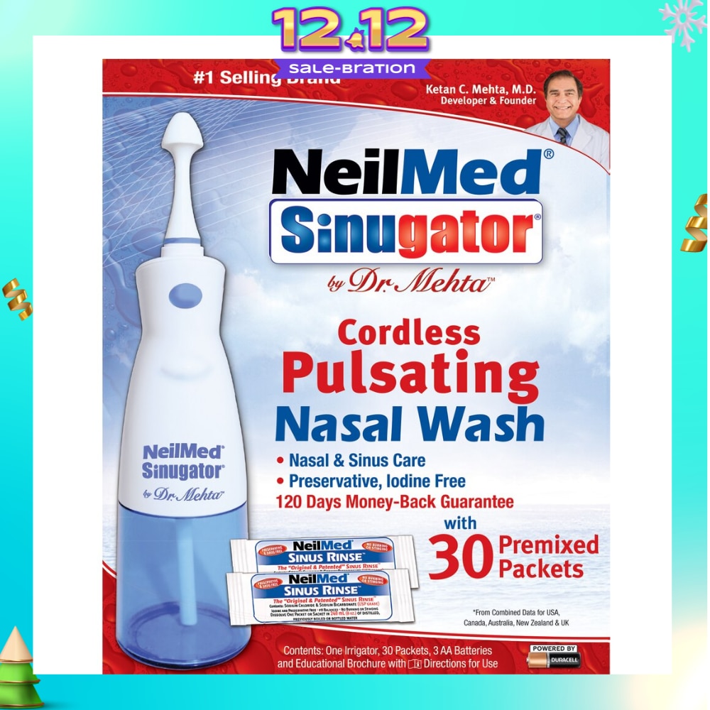 Sinugator® Cordless Pulsating Nasal Wash 240ml (Expiry: Sep`2026)