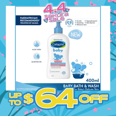 CETAPHIL BABY - Ultra Moisturizing Bath & Wash With Aloe Vera & Sweet Almond Oil (Tear-Free Formula) 400ml