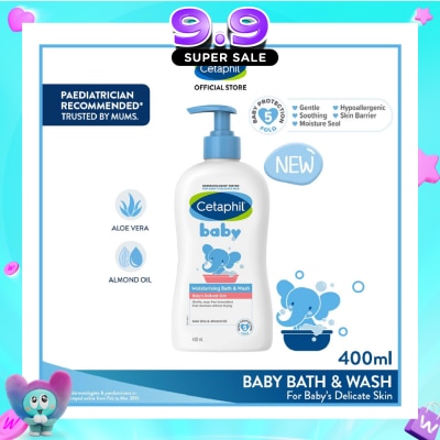 CETAPHIL BABY - Ultra Moisturizing Bath & Wash With Aloe Vera & Sweet Almond Oil (Tear-Free Formula) 400ml image
