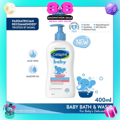 CETAPHIL BABY - Ultra Moisturizing Bath & Wash With Aloe Vera & Sweet Almond Oil (Tear-Free Formula) 400ml