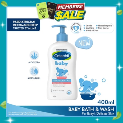CETAPHIL BABY Ultra Moisturizing Bath & Wash With Aloe Vera & Sweet Almond Oil (Tear Free Formula) 400ml image