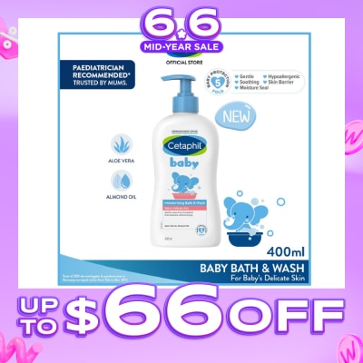 CETAPHIL BABY - Ultra Moisturizing Bath & Wash With Aloe Vera & Sweet Almond Oil (Tear-Free Formula) 400ml