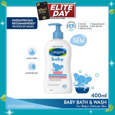 CETAPHIL BABY Ultra Moisturizing Bath & Wash With Aloe Vera & Sweet Almond Oil (Tear Free Formula) 400ml image