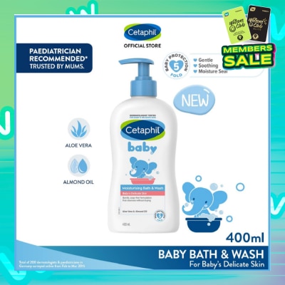 CETAPHIL BABY Ultra Moisturizing Bath & Wash With Aloe Vera & Sweet Almond Oil (Tear-Free Formula) 400ml