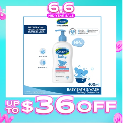 CETAPHIL BABY - Ultra Moisturizing Bath & Wash With Aloe Vera & Sweet Almond Oil (Tear-Free Formula) 400ml