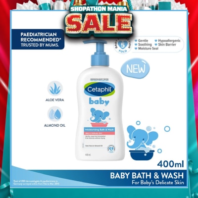 CETAPHIL BABY - Ultra Moisturizing Bath & Wash With Aloe Vera & Sweet Almond Oil (Tear-Free Formula) 400ml