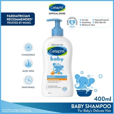 CETAPHIL BABY Shampoo with Natural Chamomile Formula (Tear-Free and Hypoallergenic) 400ml