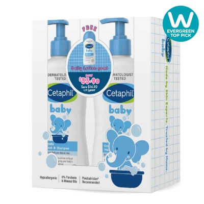 CETAPHIL BABY Wash & Shampoo with Glycerin & Panthenol Pack Set (2 x 400ml + Daily Lotion 50ml) image