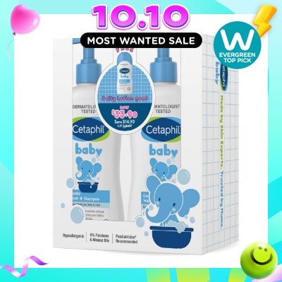 CETAPHIL BABY Wash & Shampoo with Glycerin & Panthenol Pack Set (2 x 400ml + Daily Lotion 50ml) image