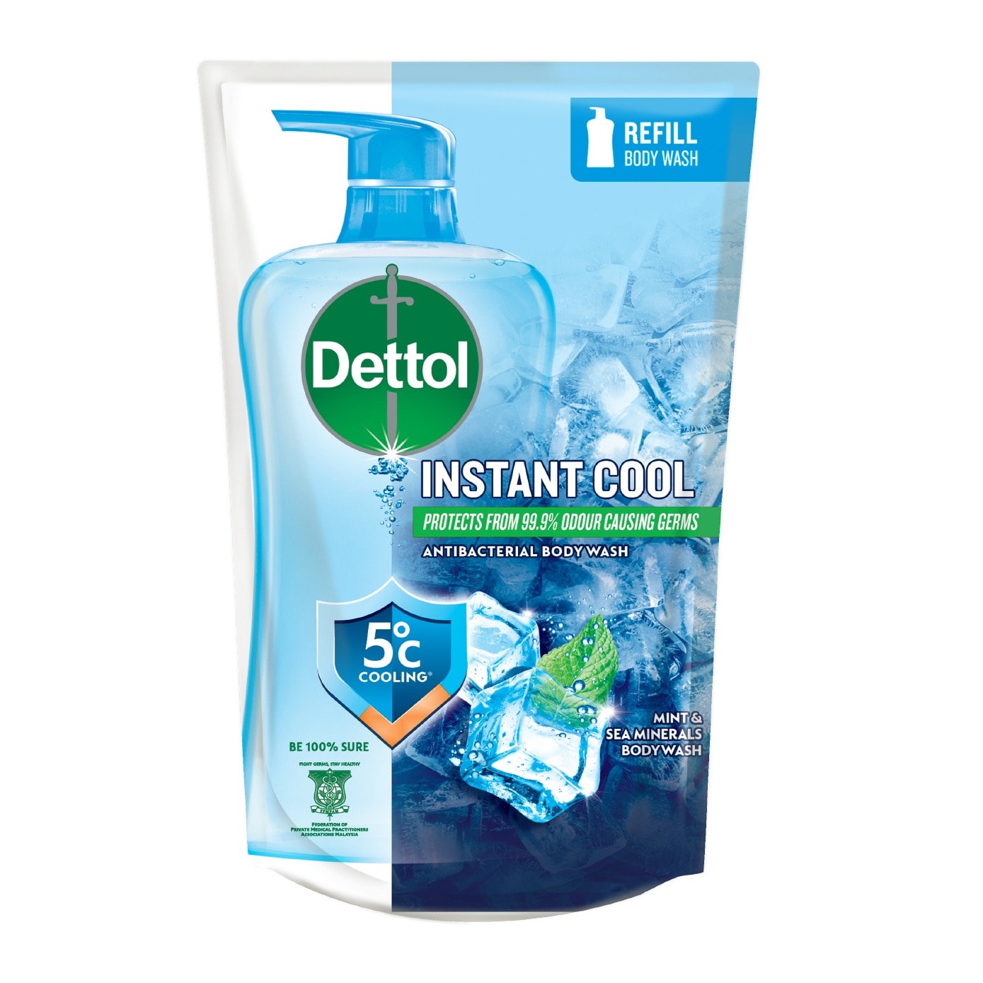 Instant Cool Anti-Bacterial Body Wash Refill Pack 800g