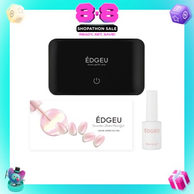 EDGEU - Starter Kit Box Packset consists LED Lamp + Top Gel + Nail Design (Semi-Baked + Ultra Glossy + Long-Lasting + Salon Quality) 1s