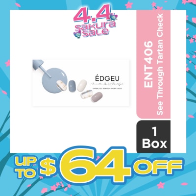 EDGEU - Real Gel Nail Strips ENT406 See Through Tartan Check (Semi-Baked + Ultra Glossy + Long-Lasting + Salon Quality) 1s