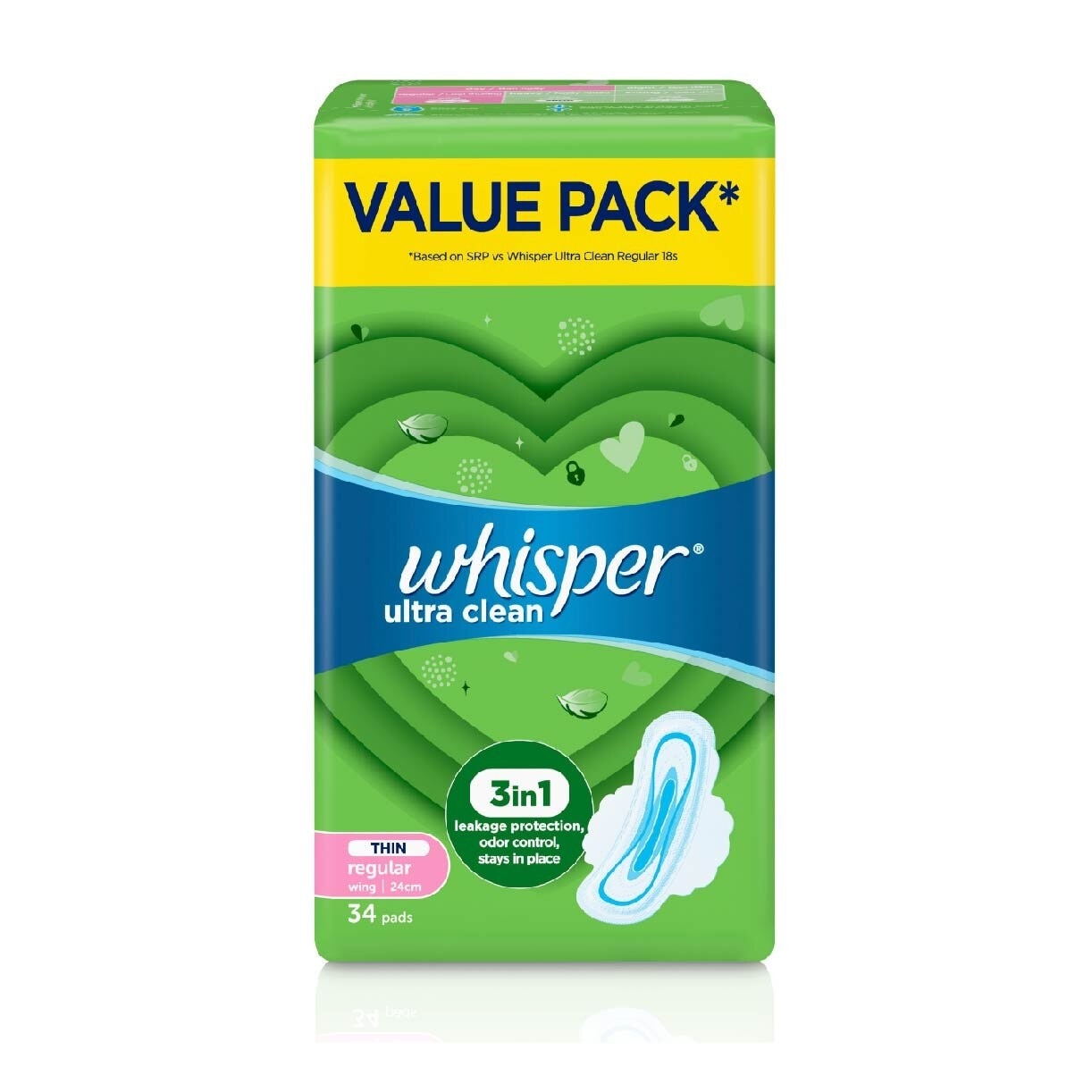 Ultra Clean Sanitary Pad Thin Wings 24cm (For Normal Day) 34s