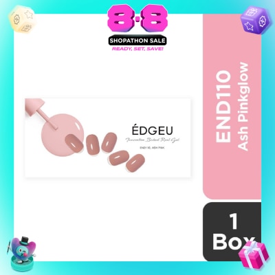 EDGEU - Real Gel Nail Strips END110 Ash Pink (Semi-Baked + Ultra Glossy + Long-Lasting + Salon Quality) 1s