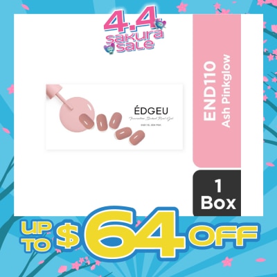 EDGEU - Real Gel Nail Strips END110 Ash Pink (Semi-Baked + Ultra Glossy + Long-Lasting + Salon Quality) 1s