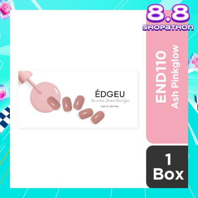 EDGEU Real Gel Nail Strips END110 Ash Pink (Semi-Baked + Ultra Glossy + Long-Lasting + Salon Quality) 1s