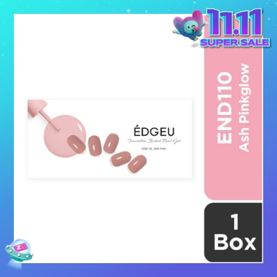 EDGEU Real Gel Nail Strips END110 Ash Pink (Semi-Baked + Ultra Glossy + Long-Lasting + Salon Quality) 1s