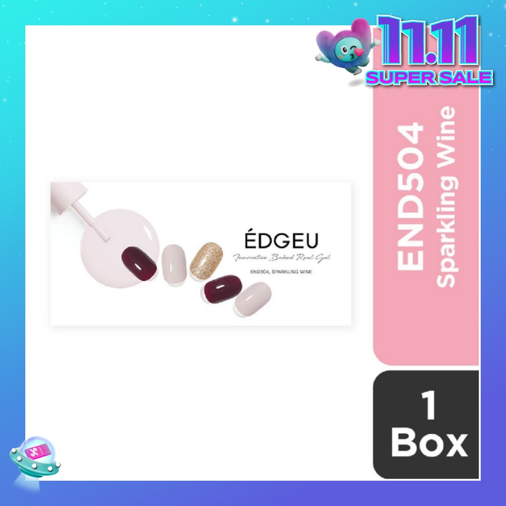 Real Gel Nail Strips END504 Sparkling Wine (Semi-Baked + Ultra Glossy + Long-Lasting + Salon Quality) 1s