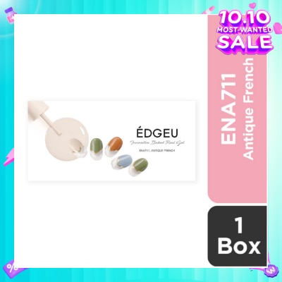 EDGEU Real Gel Nail Strips ENA711 Antique French (Semi-Baked + Ultra Glossy + Long-Lasting + Salon Quality) 1s
