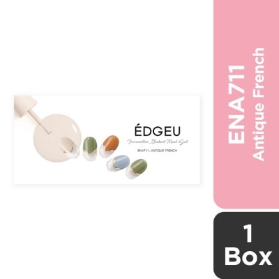 EDGEU Real Gel Nail Strips ENA711 Antique French (Semi-Baked + Ultra Glossy + Long-Lasting + Salon Quality) 1s