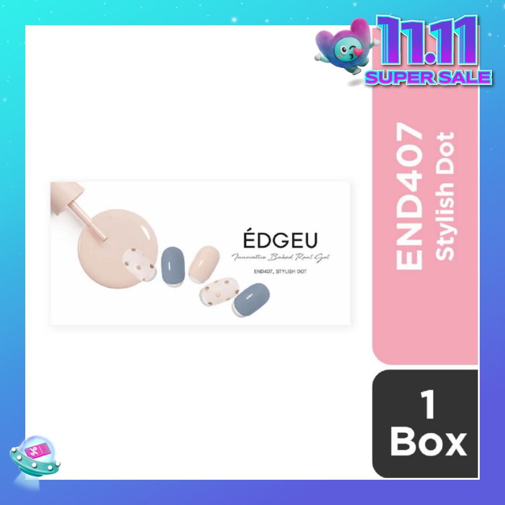 Real Gel Nail Strips END407 Stylish Dot (Semi-Baked + Ultra Glossy + Long-Lasting + Salon Quality) 1s