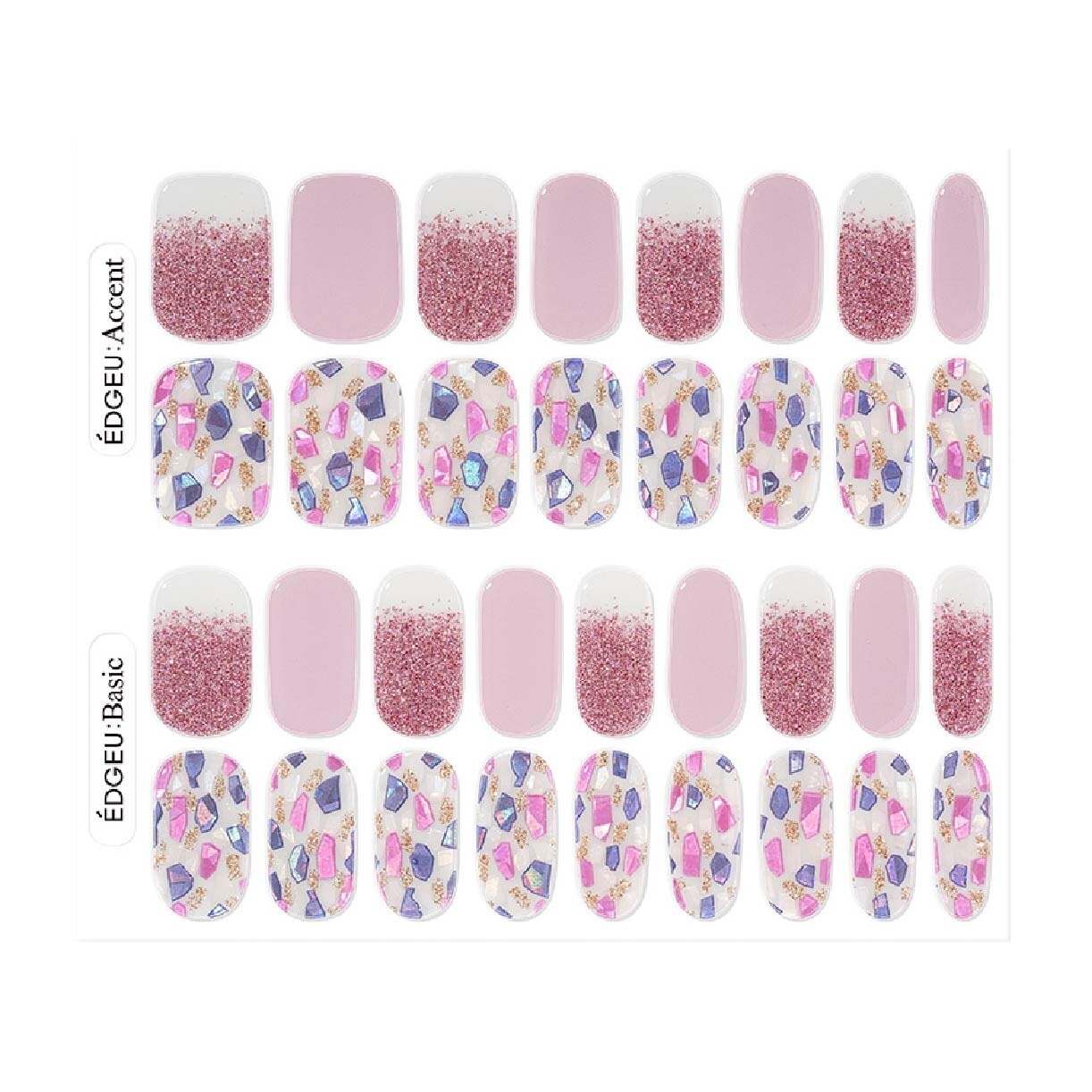 Real Gel Nail Strips ENT104 Pink Suncatcher (Semi-Baked + Ultra Glossy + Long-Lasting + Salon Quality) 1s