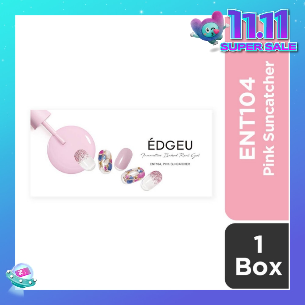 Real Gel Nail Strips ENT104 Pink Suncatcher (Semi-Baked + Ultra Glossy + Long-Lasting + Salon Quality) 1s