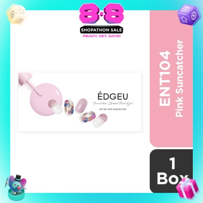 EDGEU - Real Gel Nail Strips ENT104 Pink Suncatcher (Semi-Baked + Ultra Glossy + Long-Lasting + Salon Quality) 1s