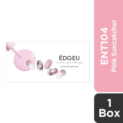 EDGEU Real Gel Nail Strips ENT104 Pink Suncatcher (Semi-Baked + Ultra Glossy + Long-Lasting + Salon Quality) 1s