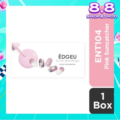 EDGEU Real Gel Nail Strips ENT104 Pink Suncatcher (Semi-Baked + Ultra Glossy + Long-Lasting + Salon Quality) 1s