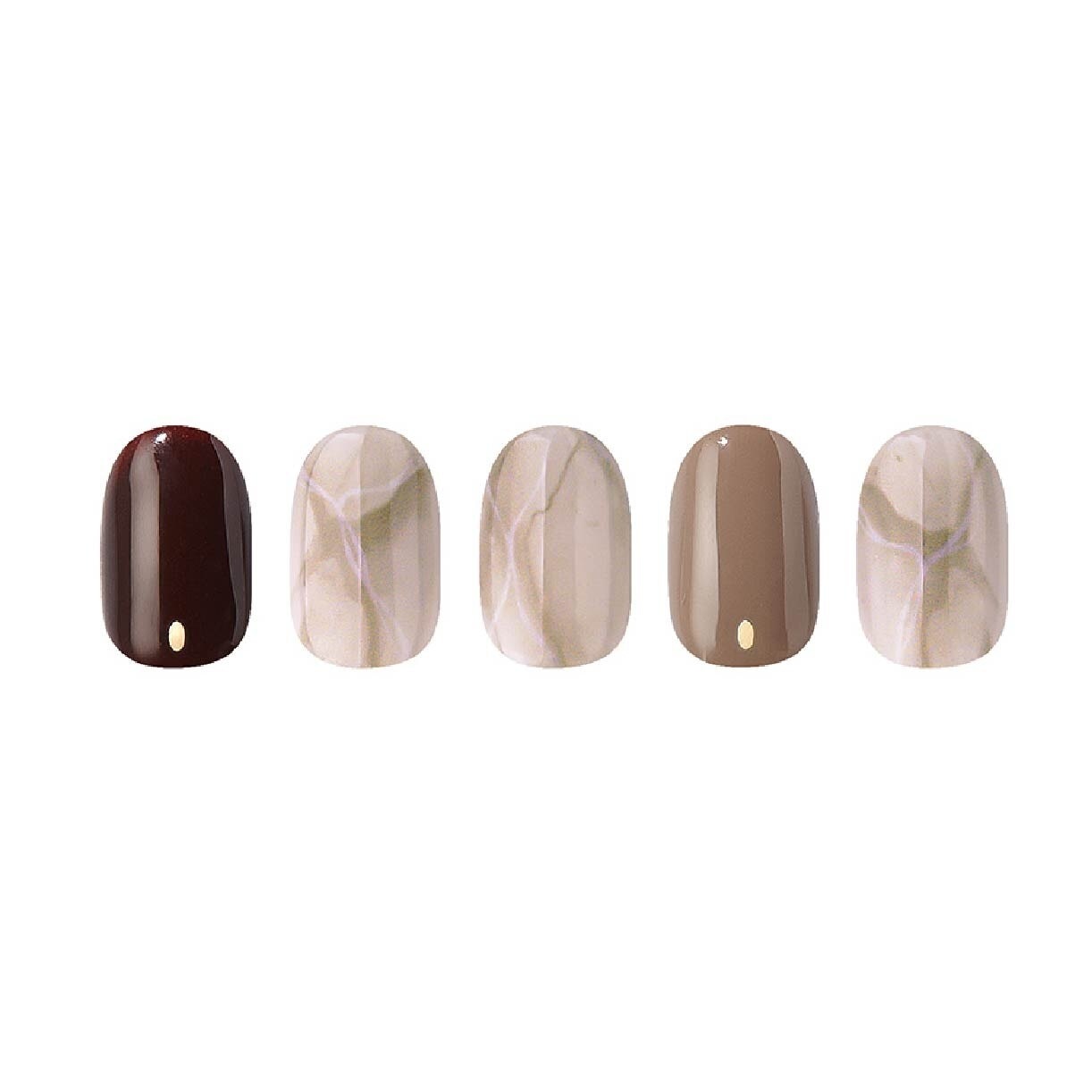 Real Gel Nail Strips ENA209 Chocolat Nuance (Semi-Baked + Ultra Glossy + Long-Lasting + Salon Quality) 1s