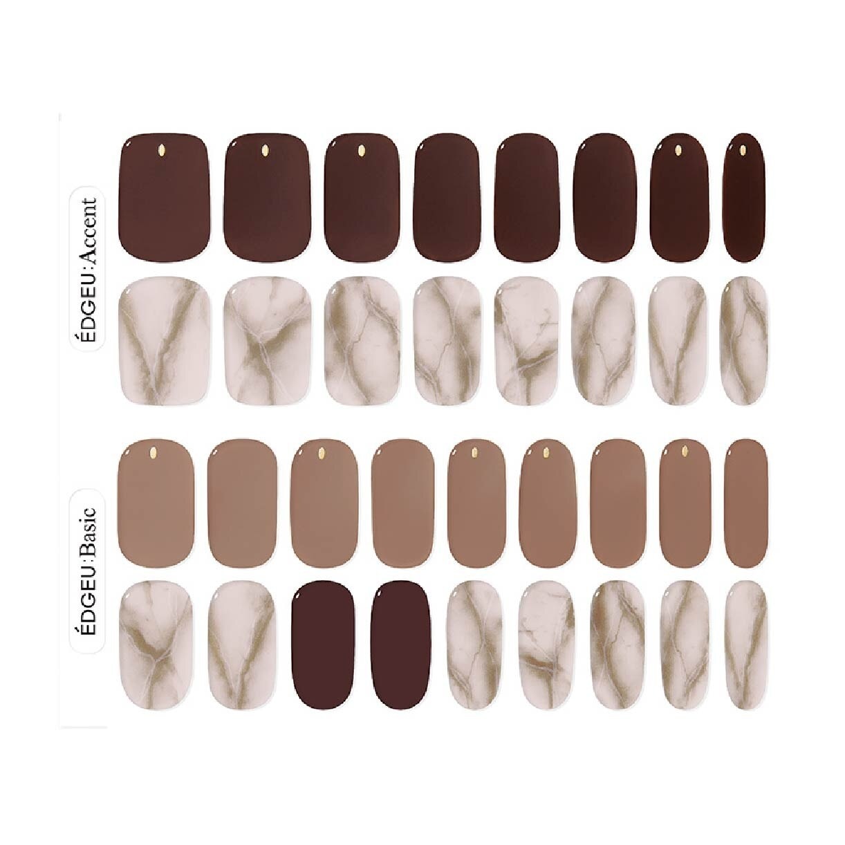 Real Gel Nail Strips ENA209 Chocolat Nuance (Semi-Baked + Ultra Glossy + Long-Lasting + Salon Quality) 1s