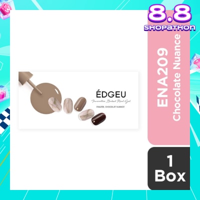 EDGEU Real Gel Nail Strips ENA209 Chocolat Nuance (Semi-Baked + Ultra Glossy + Long-Lasting + Salon Quality) 1s