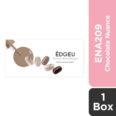 EDGEU Real Gel Nail Strips ENA209 Chocolat Nuance (Semi-Baked + Ultra Glossy + Long-Lasting + Salon Quality) 1s