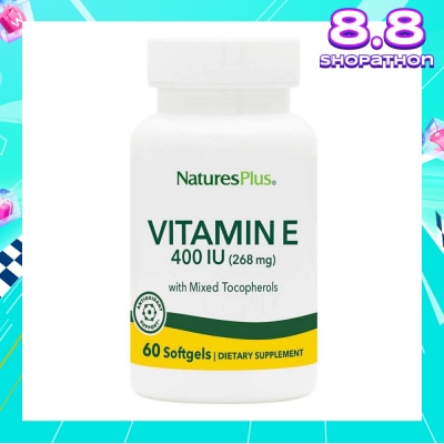 NATURE'S PLUS Vitamin E 400 IU With Mixed Tocopherols Dietary Supplement Softgel 60s