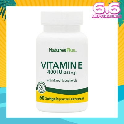 NATURE'S PLUS Vitamin E 400 IU With Mixed Tocopherols Dietary Supplement Softgel 60s